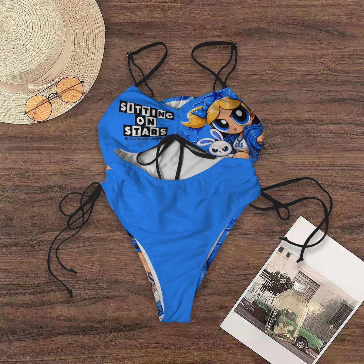 S.O.S: Power Puff Gang Women's Drawstring Cutout One Piece Swimsuit