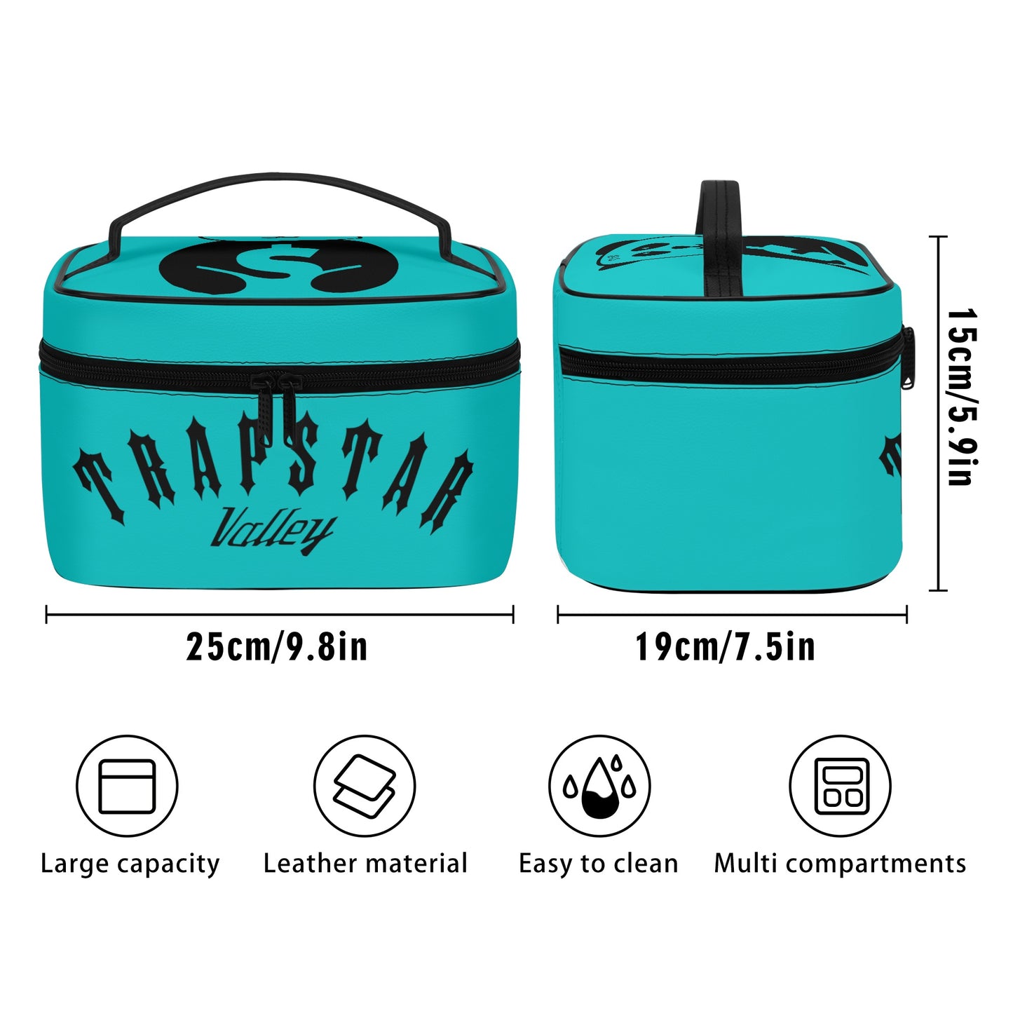 Trap Star Valley Panda 1.0 Turquoise Leather Cosmetic Bag