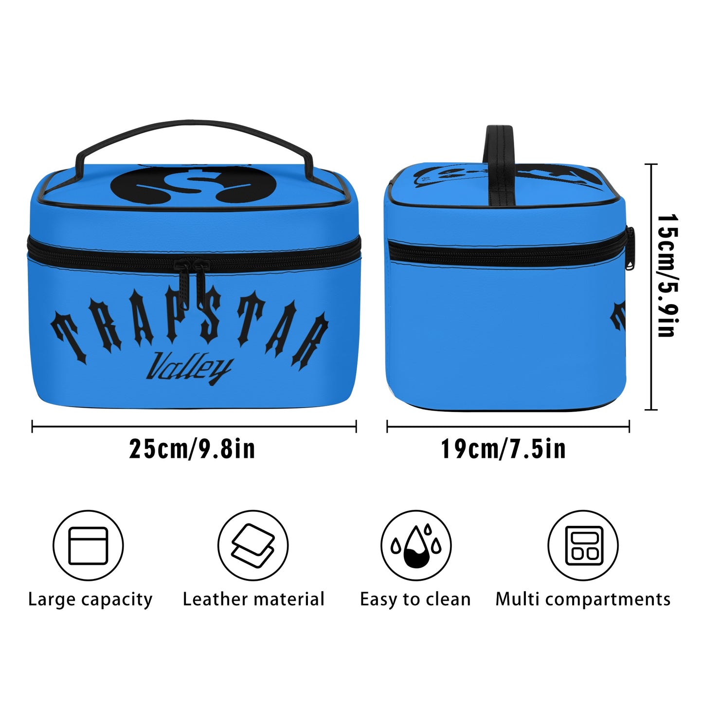 Trap Star Valley Panda 1.0 Blue Leather Cosmetic Bag
