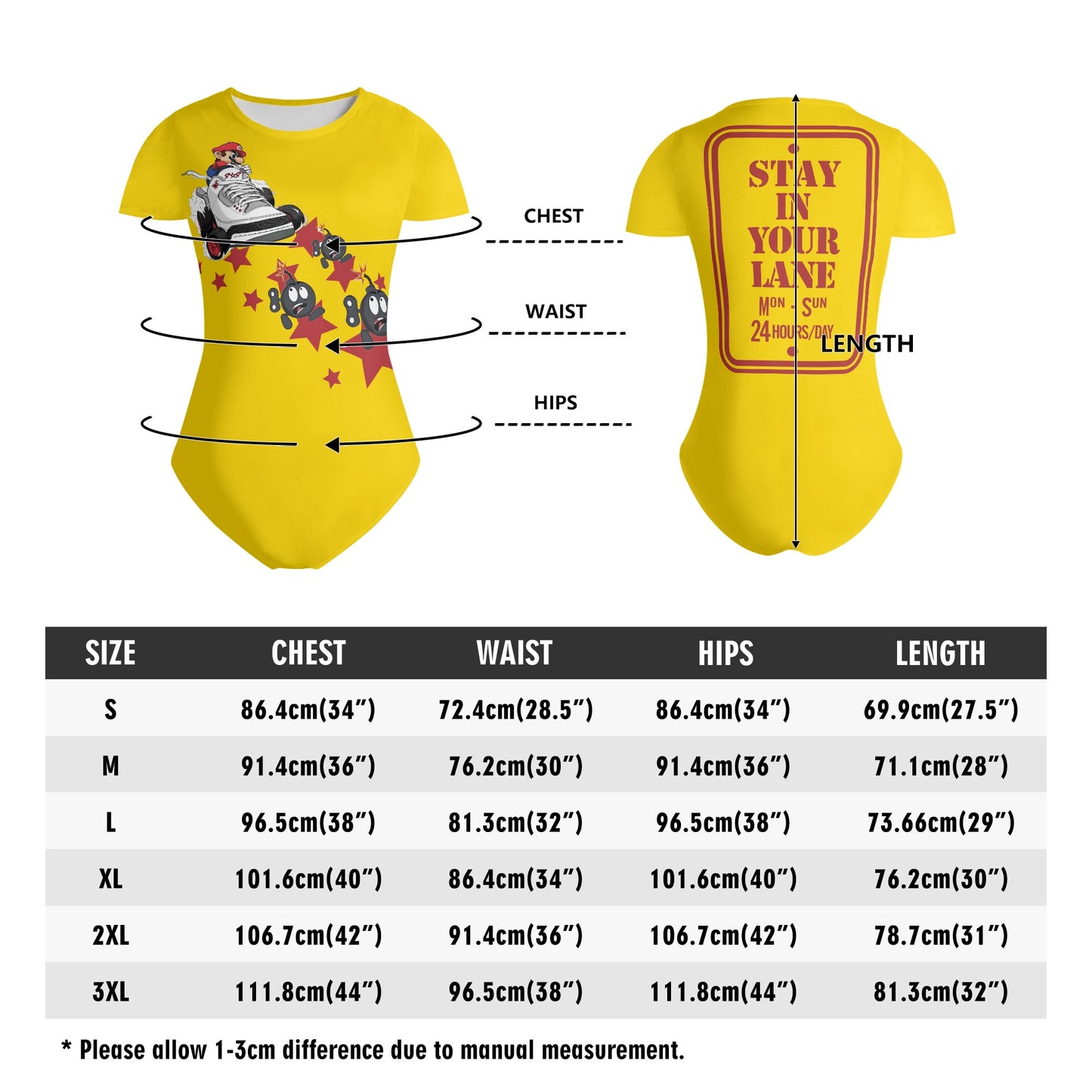 S.I.Y.L. (Stay In Your Lane) Gold Womens Soft Short Sleeve Bodysuit