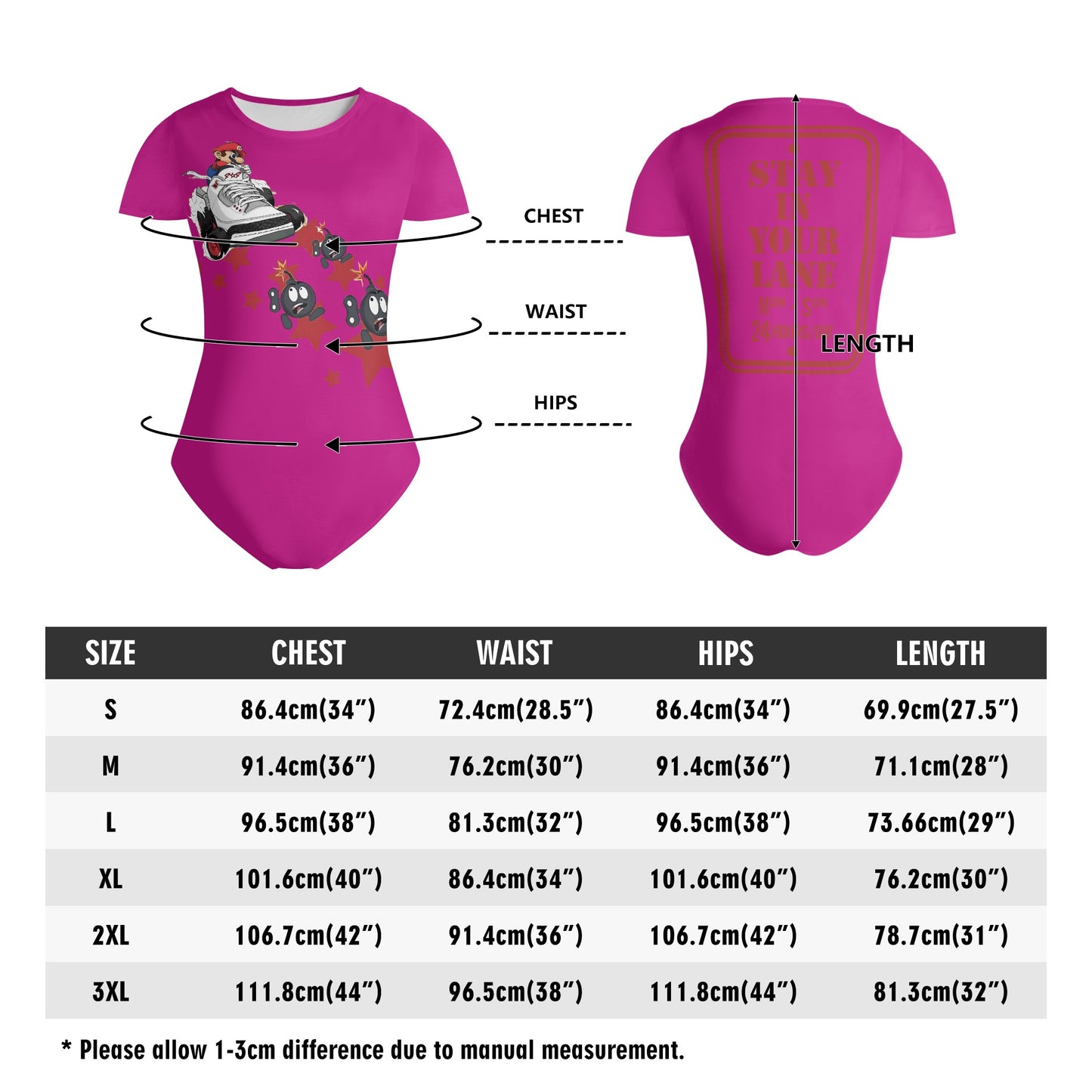 S.I.Y.L. (Stay In Your Lane) Purple Womens Soft Short Sleeve Bodysuit