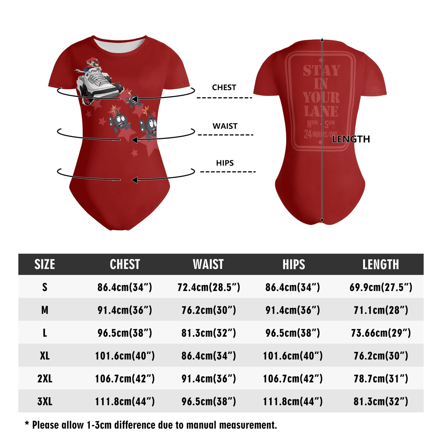 S.I.Y.L. (Stay In Your Lane) Maroon Womens Soft Short Sleeve Bodysuit