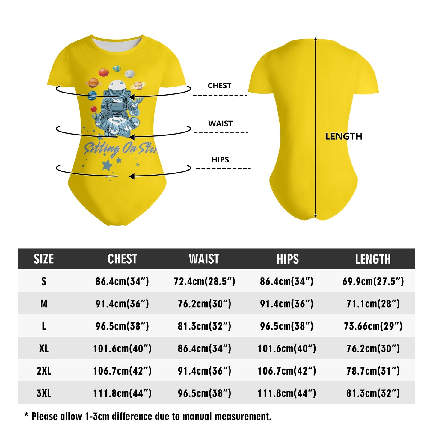 Sitting On Stars Meditation Womens gold Soft Short Sleeve Bodysuit