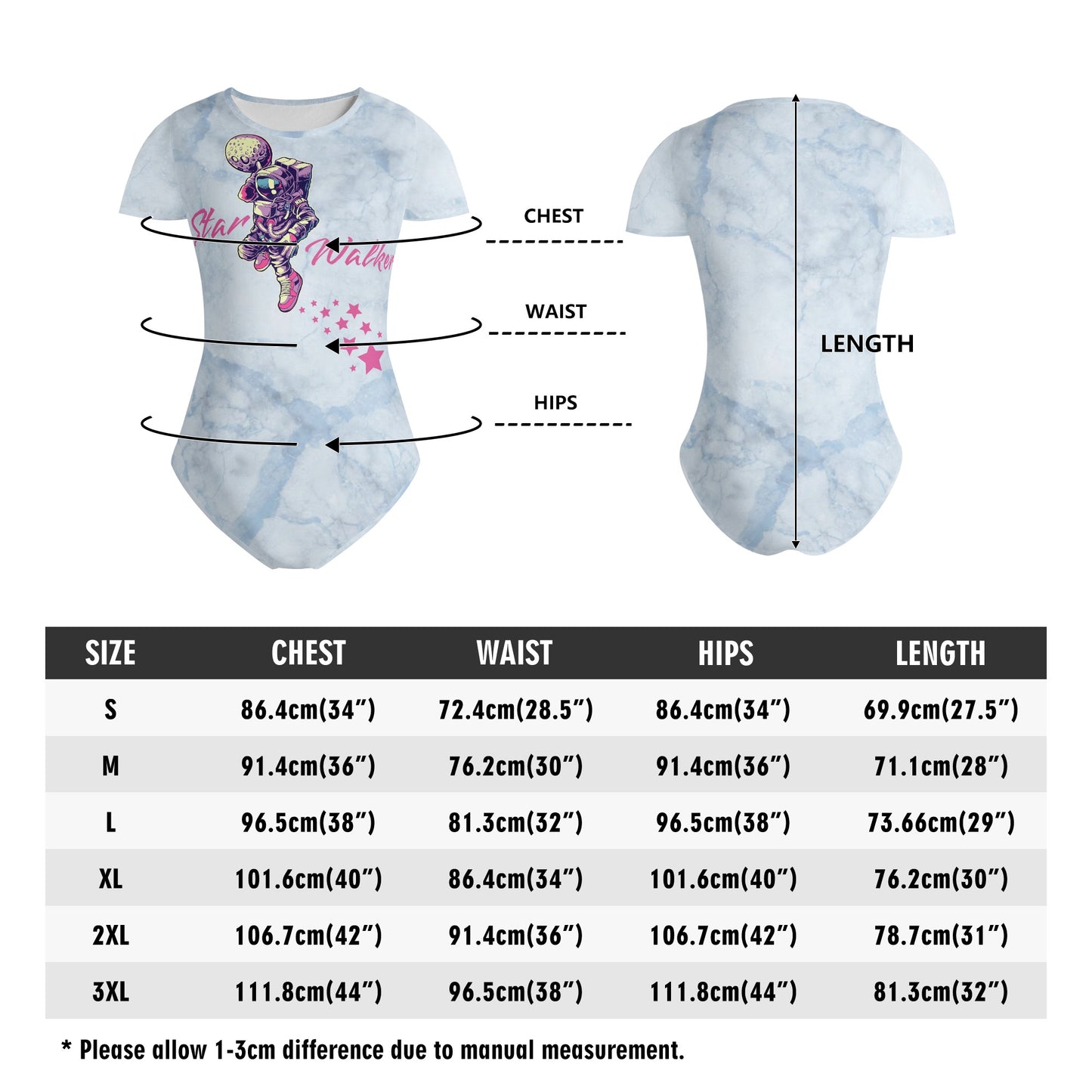 Star Walker 2.0 Womens Chill Blue Soft Short Sleeve Bodysuit