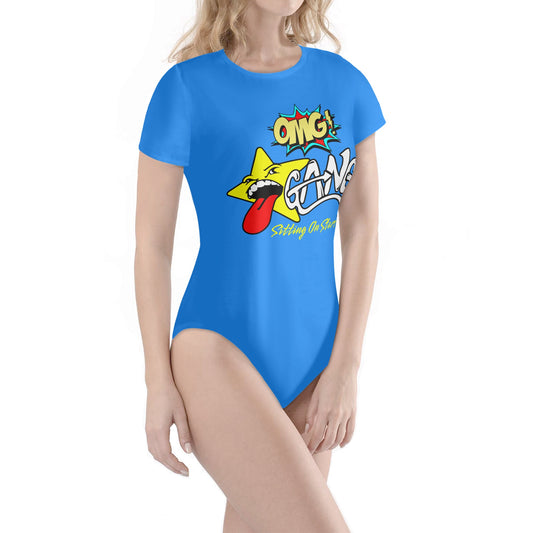 Star Gang Womens Blue Soft Short Sleeve Bodysuit