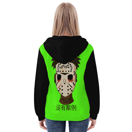 No Face, No Case Womens Goo Green Zip Up Hoodie