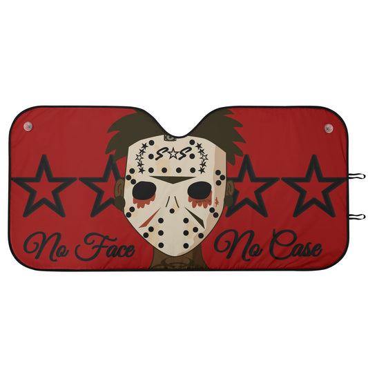 No Face, No Case Maroon Car Auto Sun Shade
