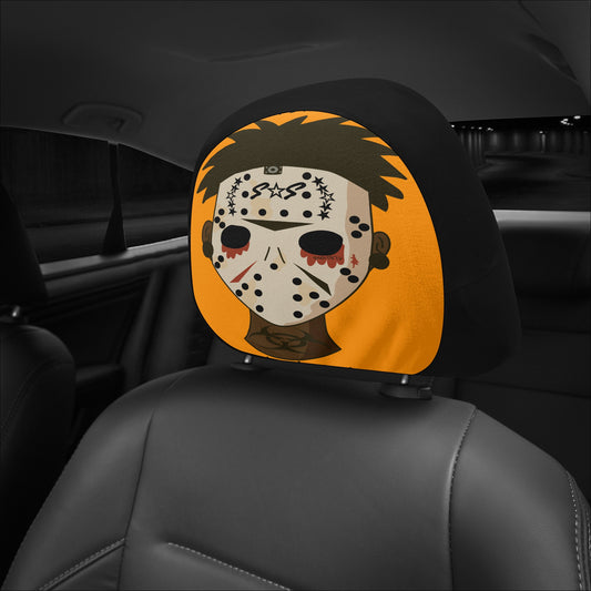 No Face, No Case Orange Car Headrest Covers