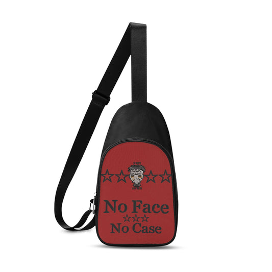 No Face, No Case Printed+Embroidered Maroon Chest Bags