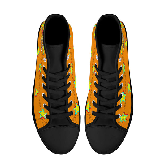Star Gang Mens Orange Embroidered High Top Star Kicks