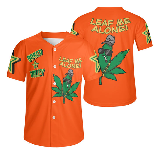 Leaf Me Alone 3.0 4/20 Baked Valley Edition Mens Dark Orange Short Sleeve Baseball Jersey
