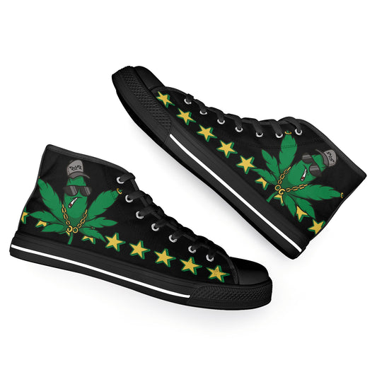 Leaf Me Alone 3.0 420 Edition Mens Black Lightweight High Top Star Kicks