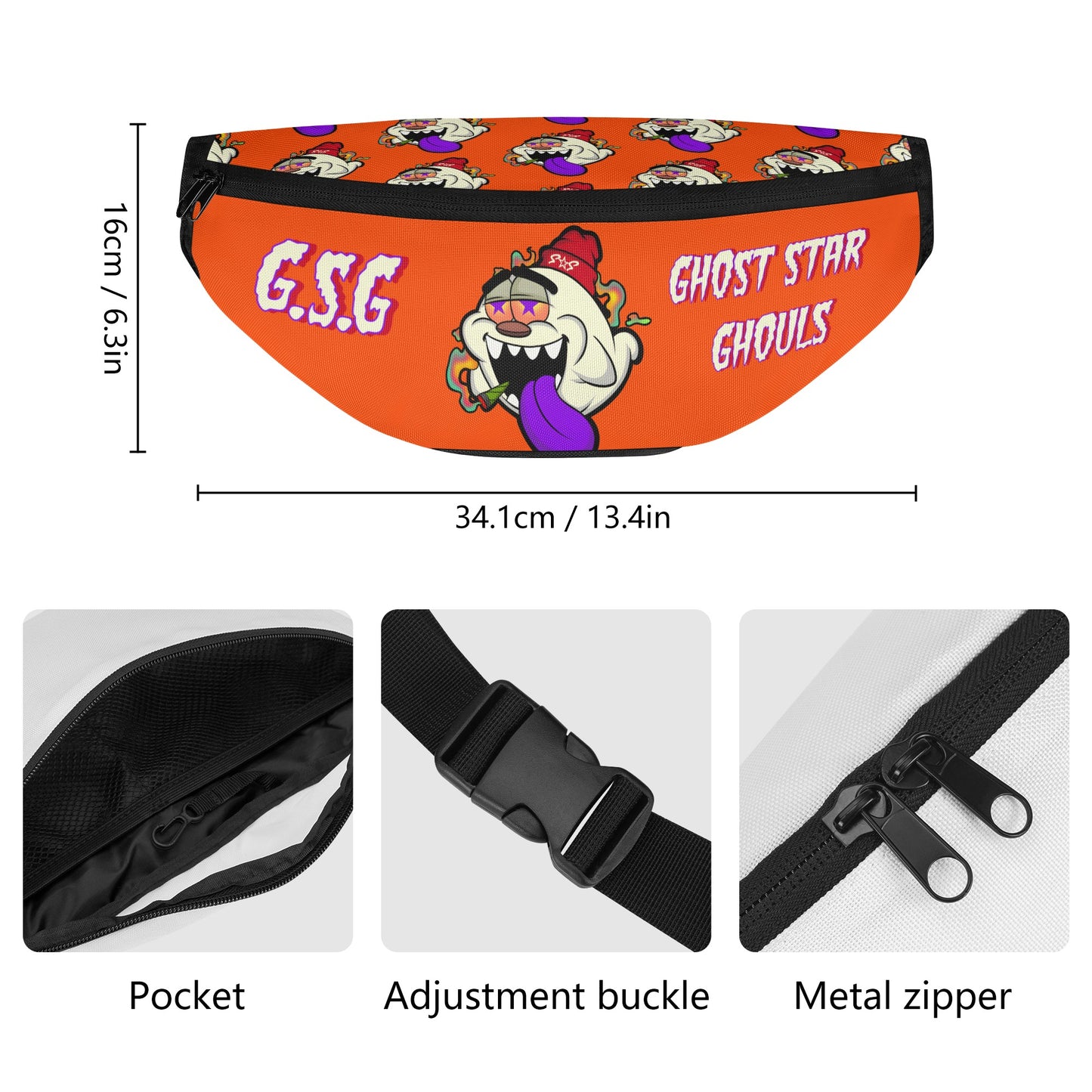 G.S.G Ghost Star Ghouls Dark Orange Fanny Pack