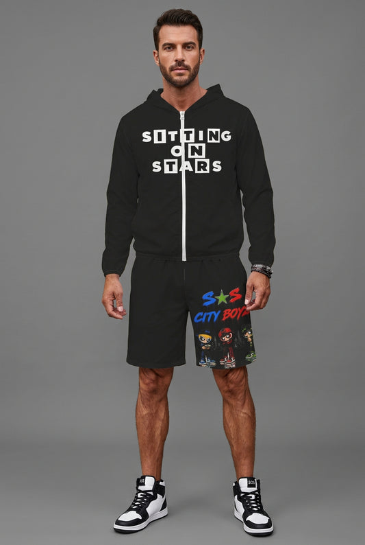 S.O.S: Rowdy Ruff Boys Men's Lightweight Outdoor Hoodie & Shorts Set