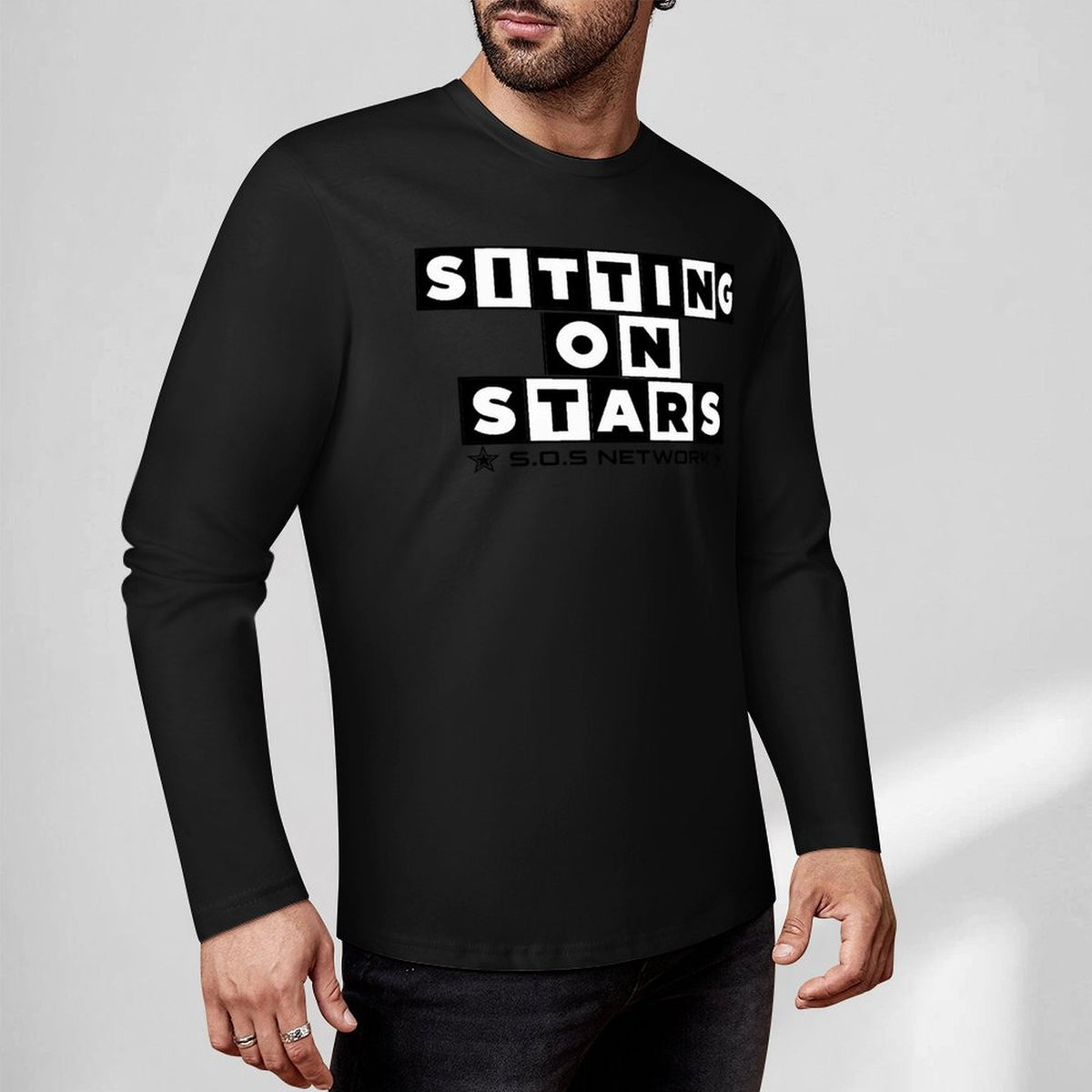 S.O.S: Rowdy Ruff Boys Cotton Long Sleeve T-Shirt (Front&Back Printing)