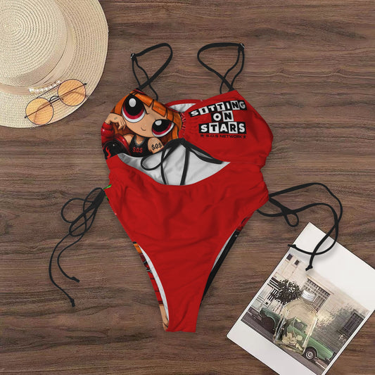 S.O.S: Power Puff Gang Women's Drawstring Cutout One Piece Swimsuit