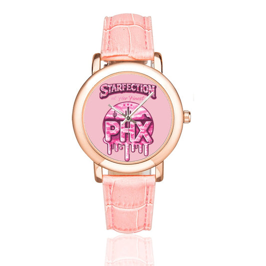 Starfection Ladies Edition Women's Rose Gold-plated Leather Strap Watch