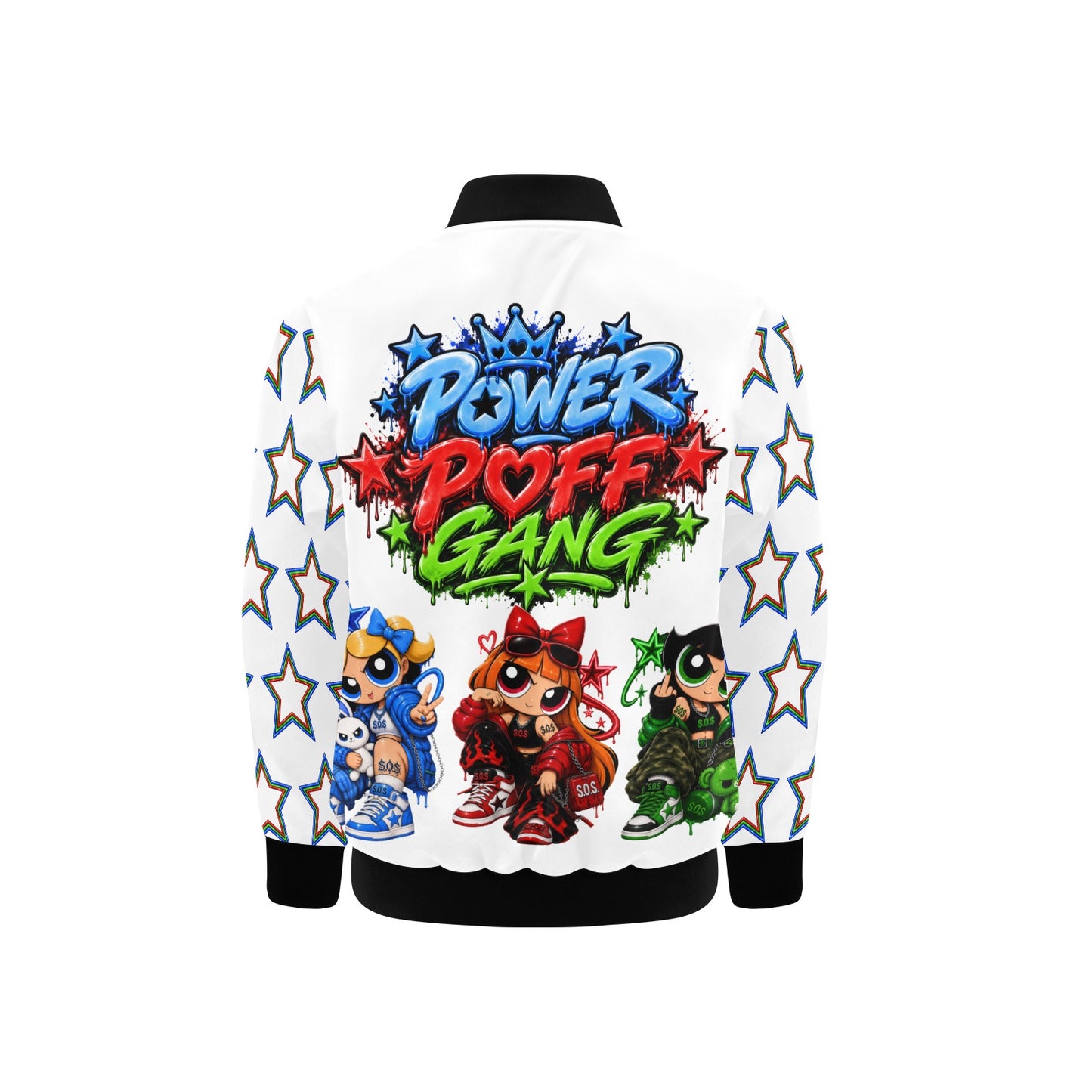 S.O.S: Power Puff Gang Kids Bomber Jacket with Pockets