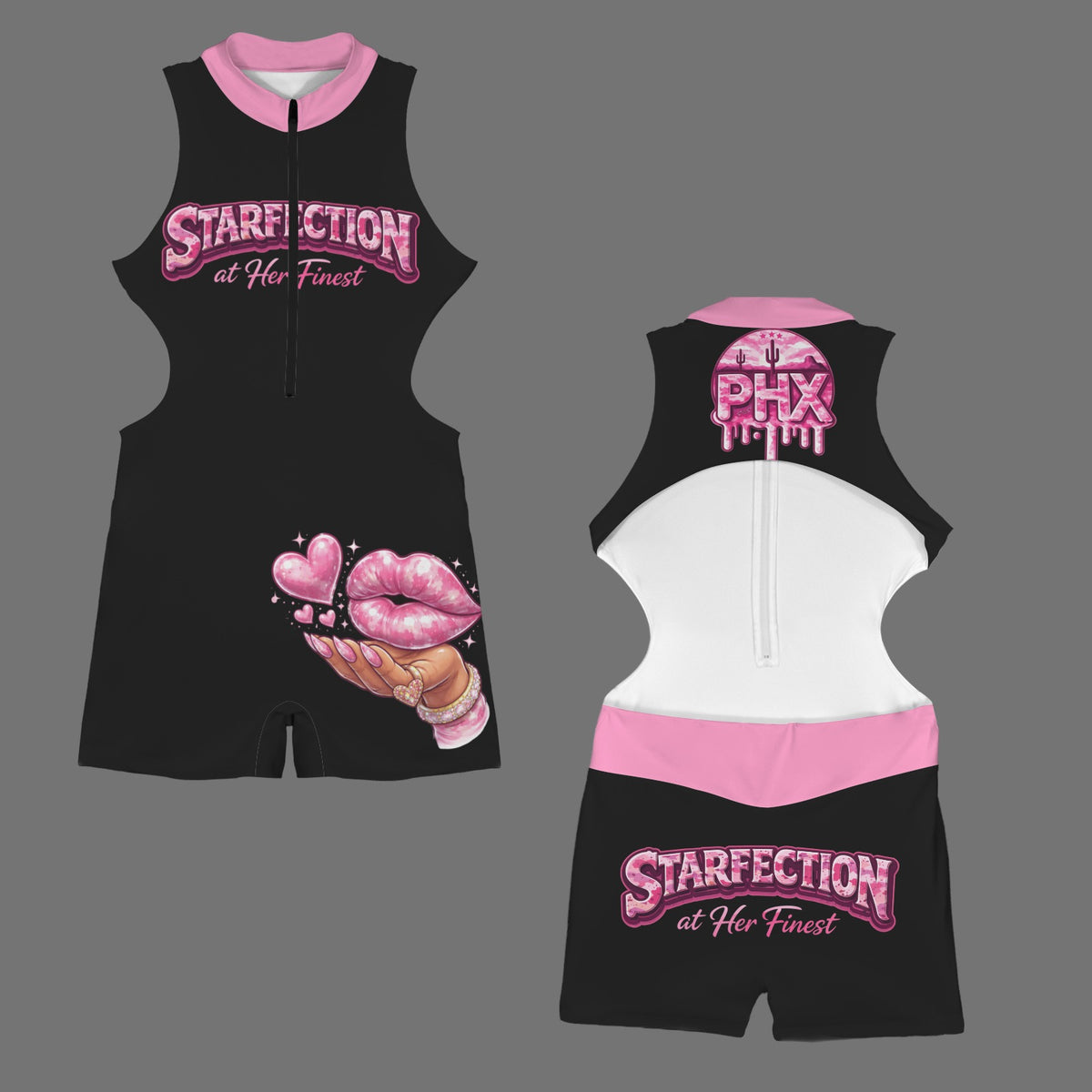 Starfection Ladies Editon Half-Zip Backless Sport Jumpsuit