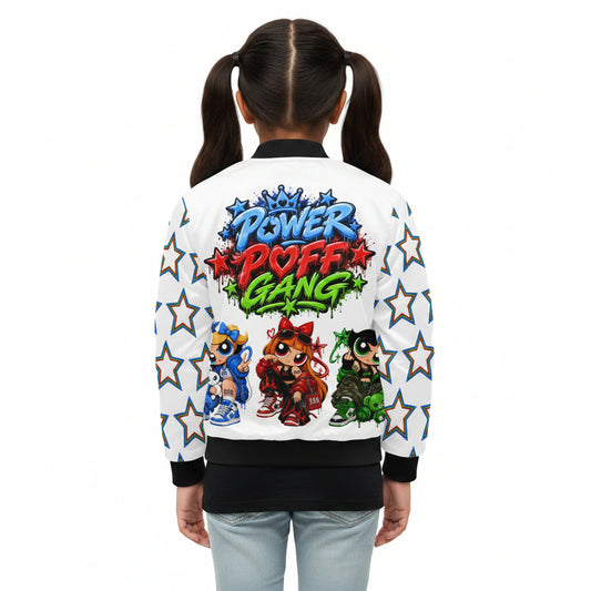 S.O.S: Power Puff Gang Kids Bomber Jacket with Pockets