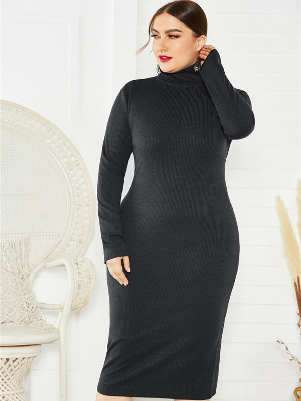 2023 Falling Stars Women's Star Plus Size Turtleneck Long Sleeve Curves Dress