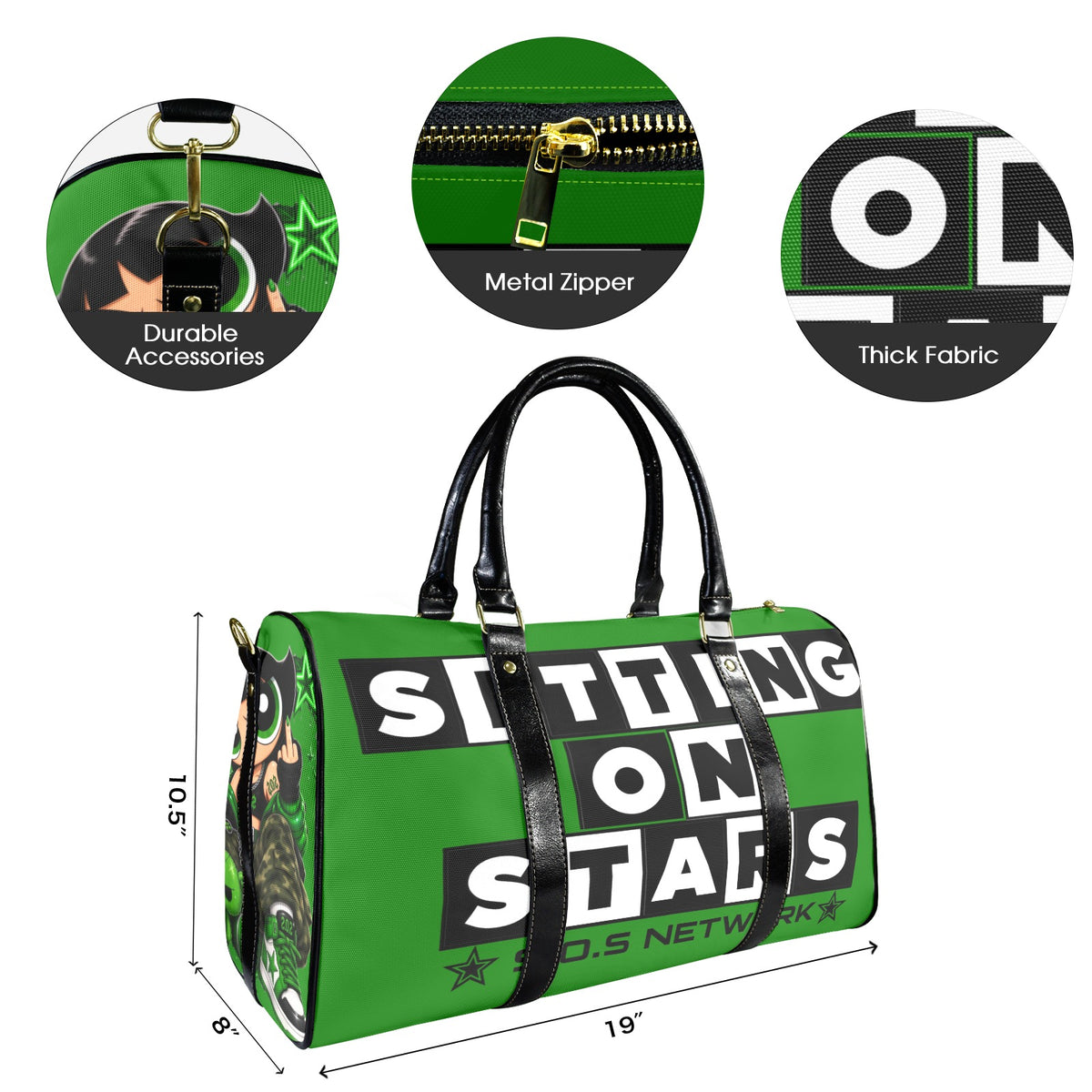 S.O.S: Power Puff Gang Travel Bag-Small (Black Long Patch)