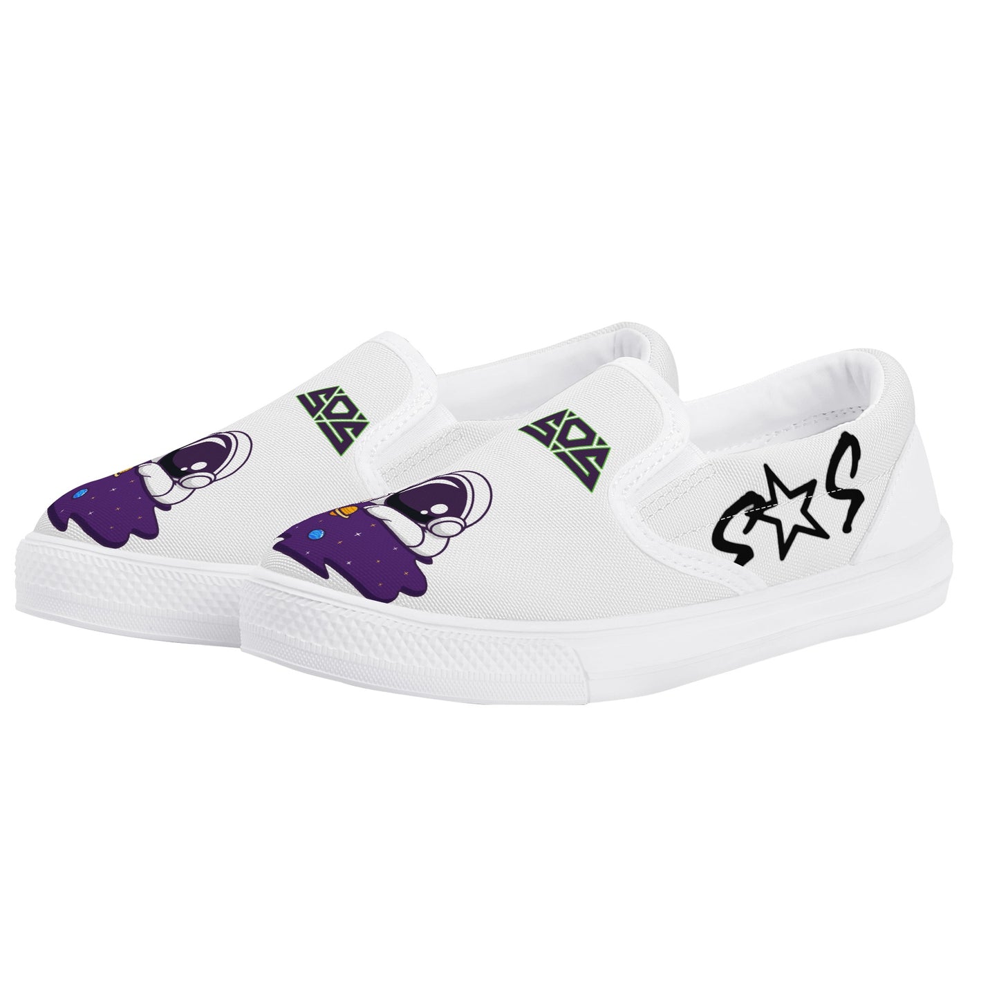 Space Aliens Kid's Slip On Shoes