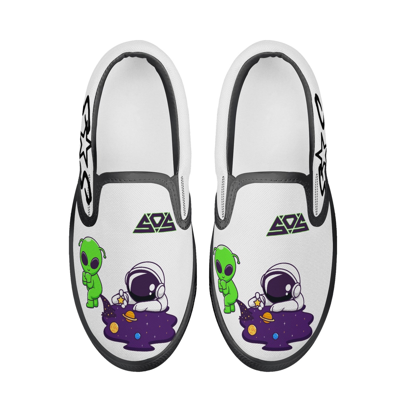 Space Aliens Kid's Slip On Shoes