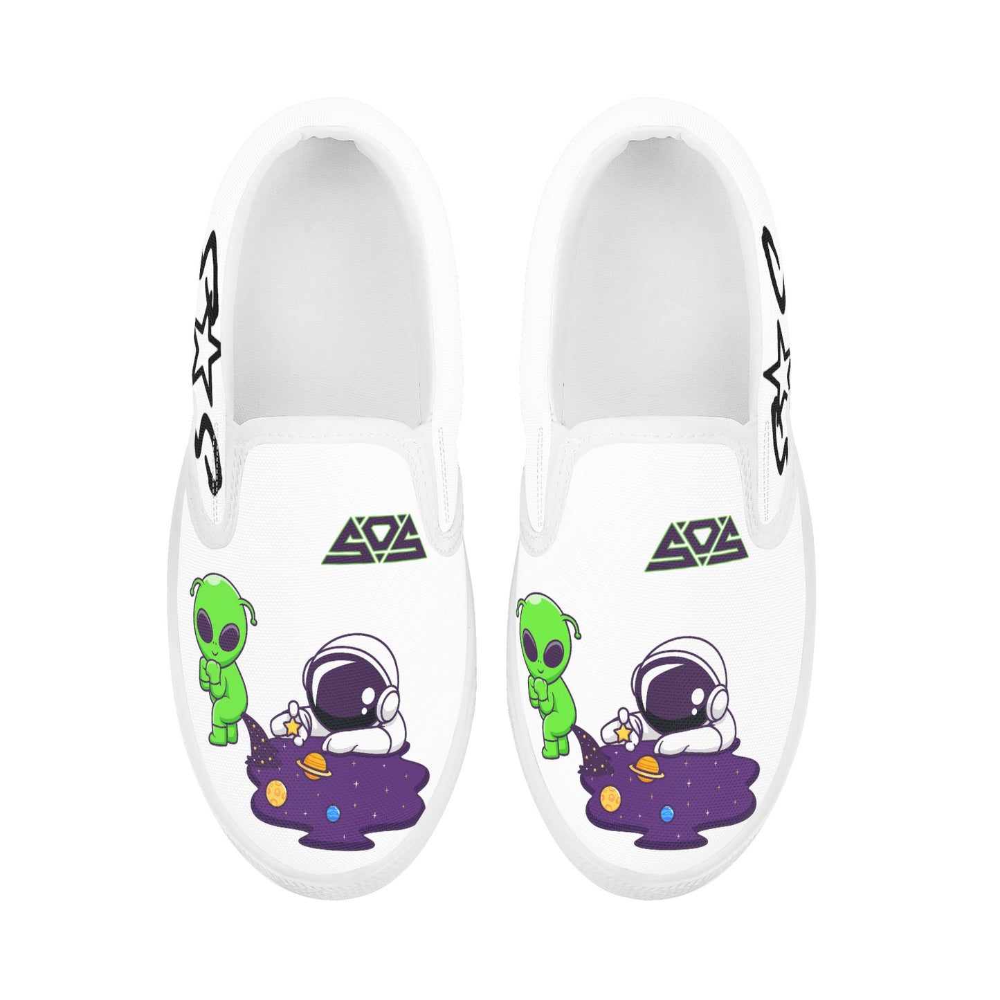 Space Aliens Kid's Slip On Shoes