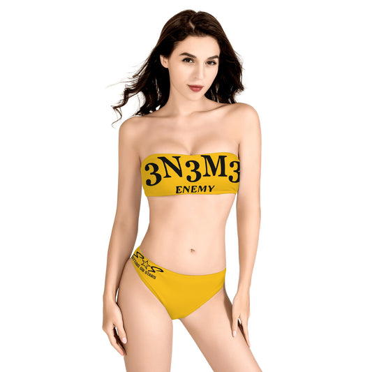 3.N.3.M.3 Enemy Womens Bandeau Strapless Bikinis Swimsuit