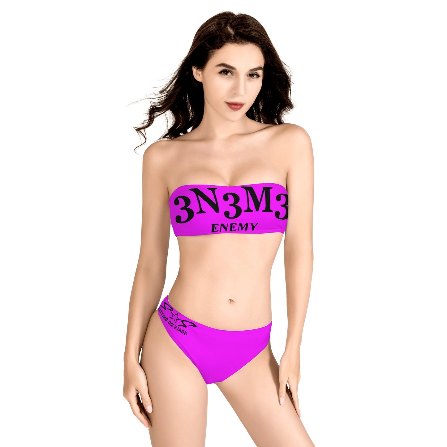 3.N.3.M.3 Enemy Womens Bandeau Strapless Bikinis Swimsuit