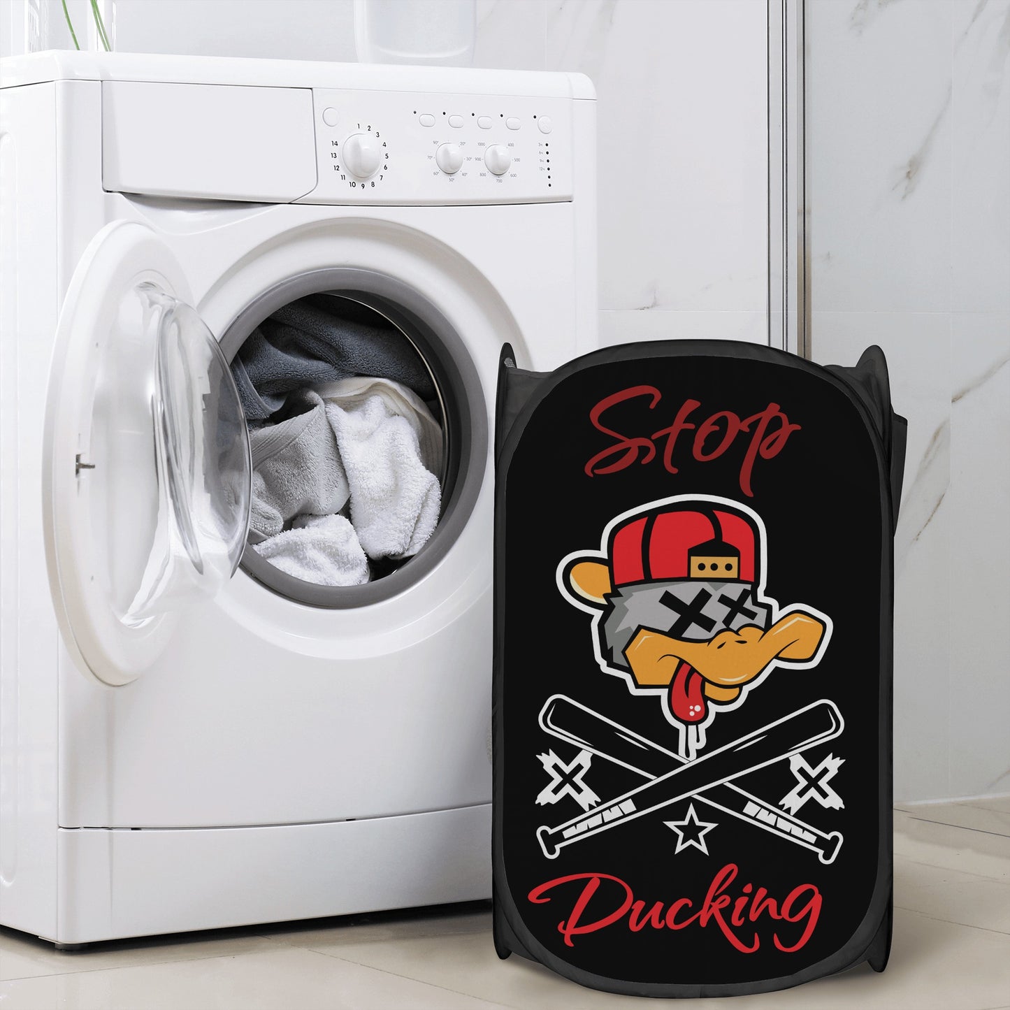 Stop Ducking 2.0 Black Laundry Hamper