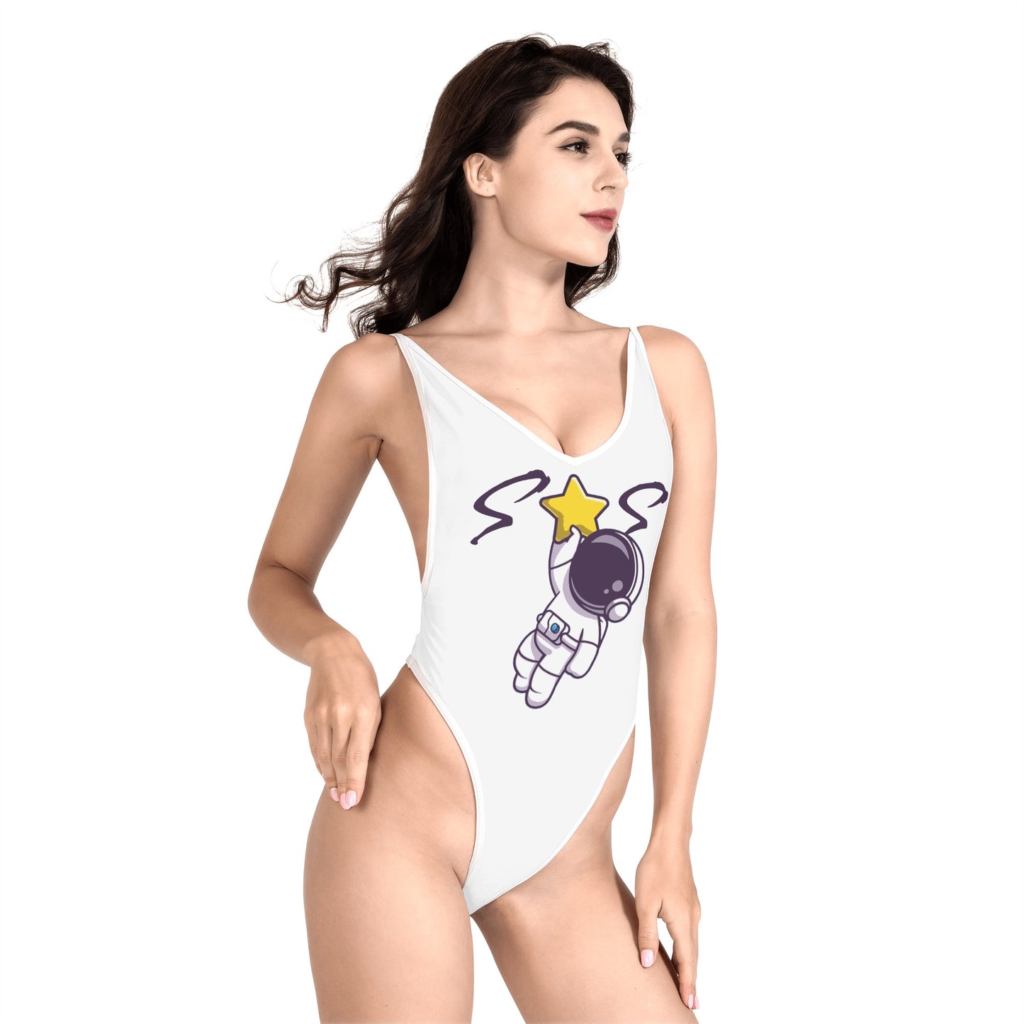 Space Man 23 Women’s One Piece High Cut Swimsuit