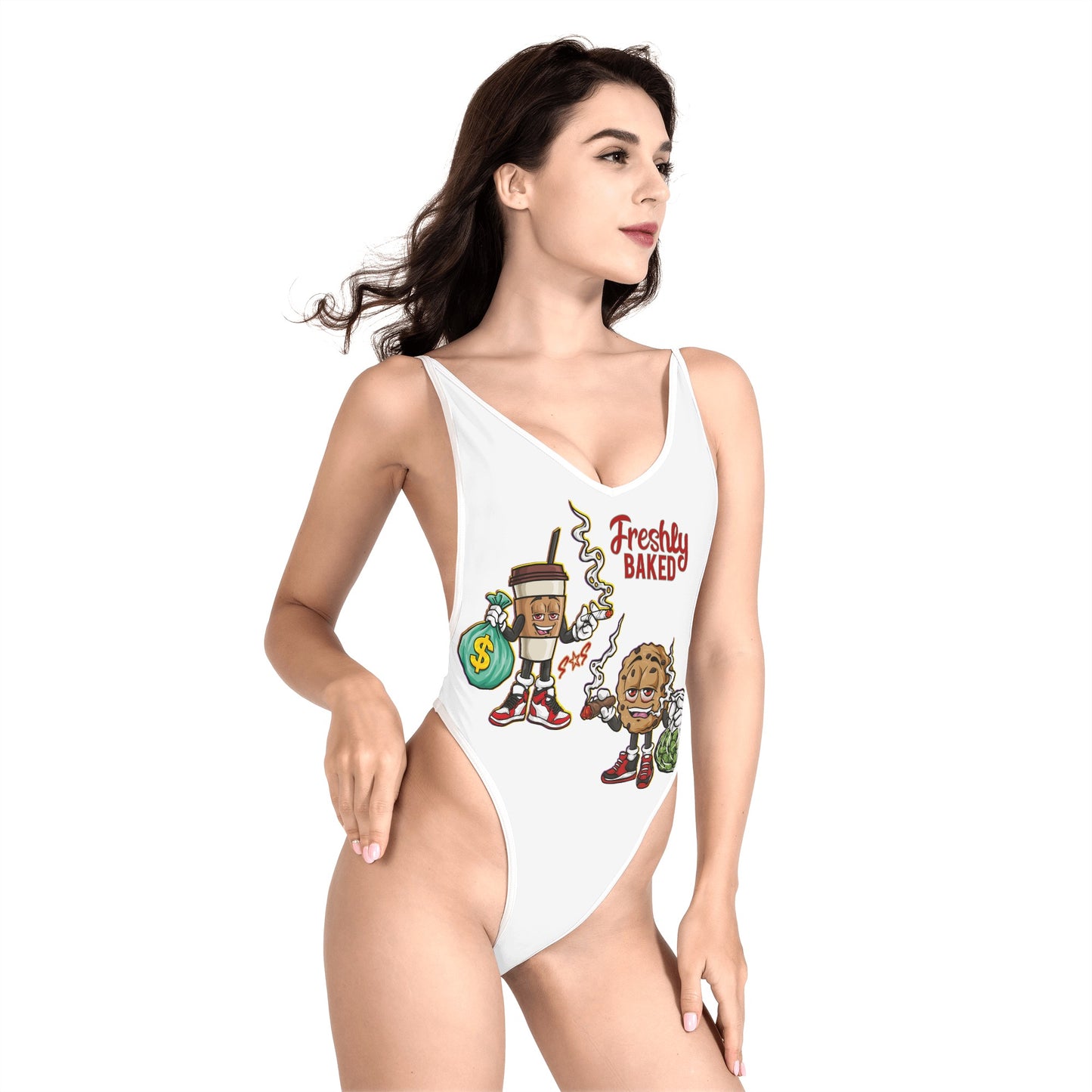 Freshly Baked 4/20 Edition Women’s One Piece High Cut Swimsuit