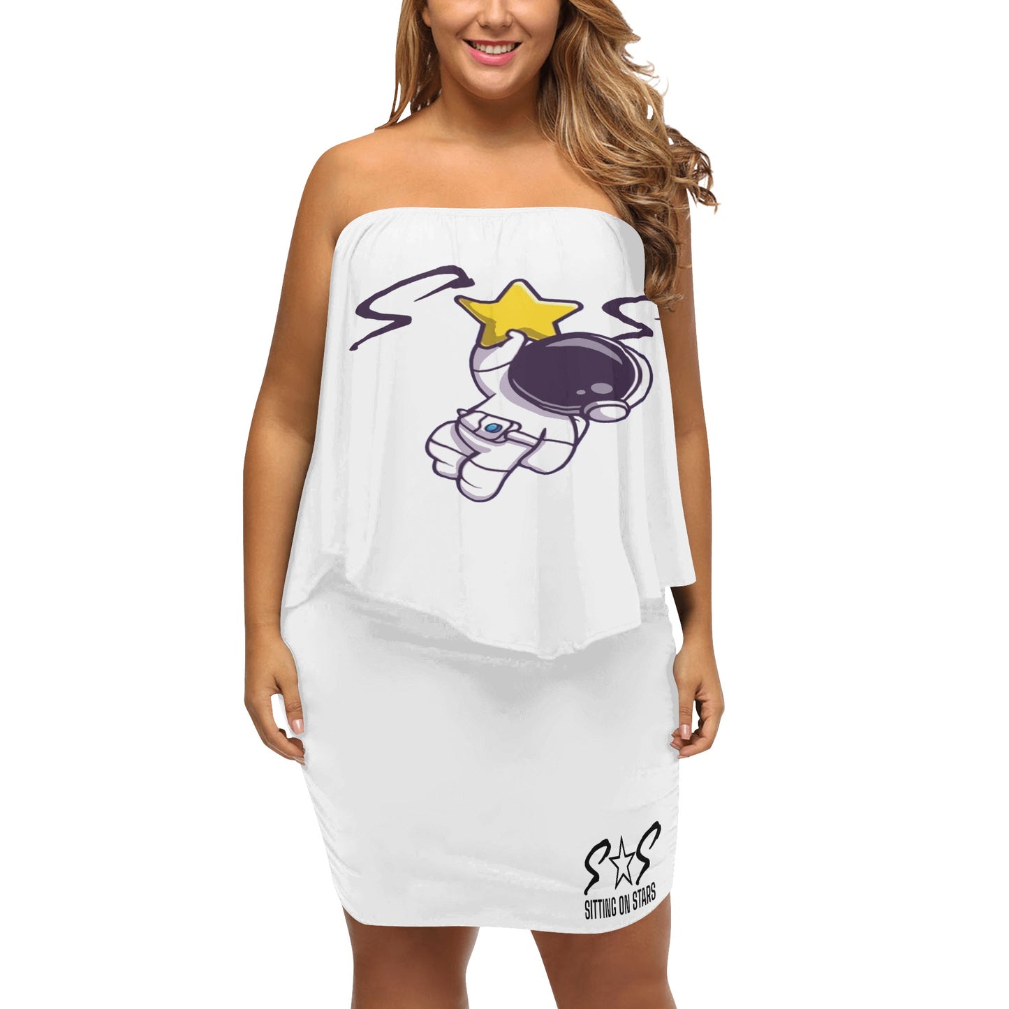 Space Man 23 Women's Off-the-shoulder Tube Dress