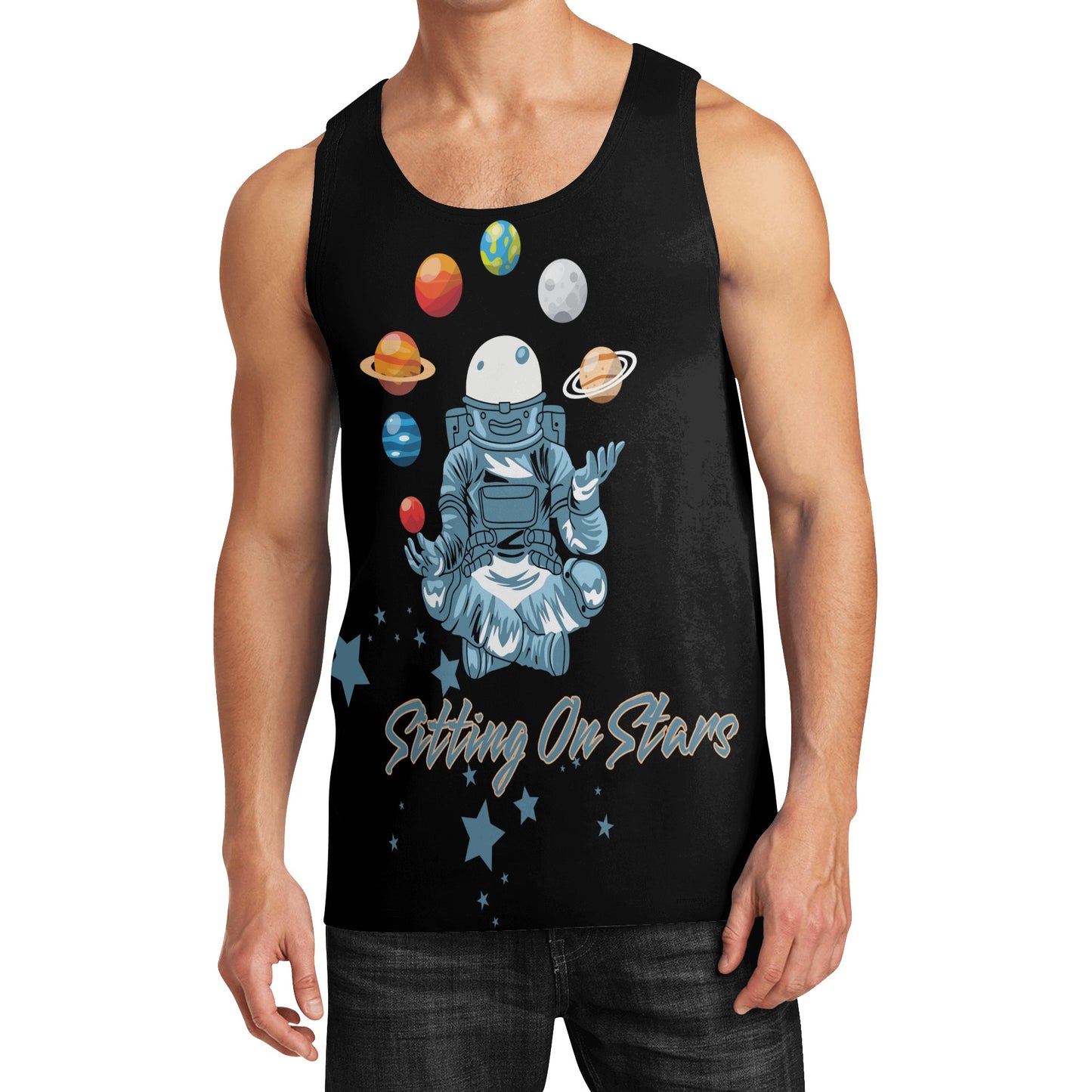 Sitting On Stars Meditation Mens Vest Shirt