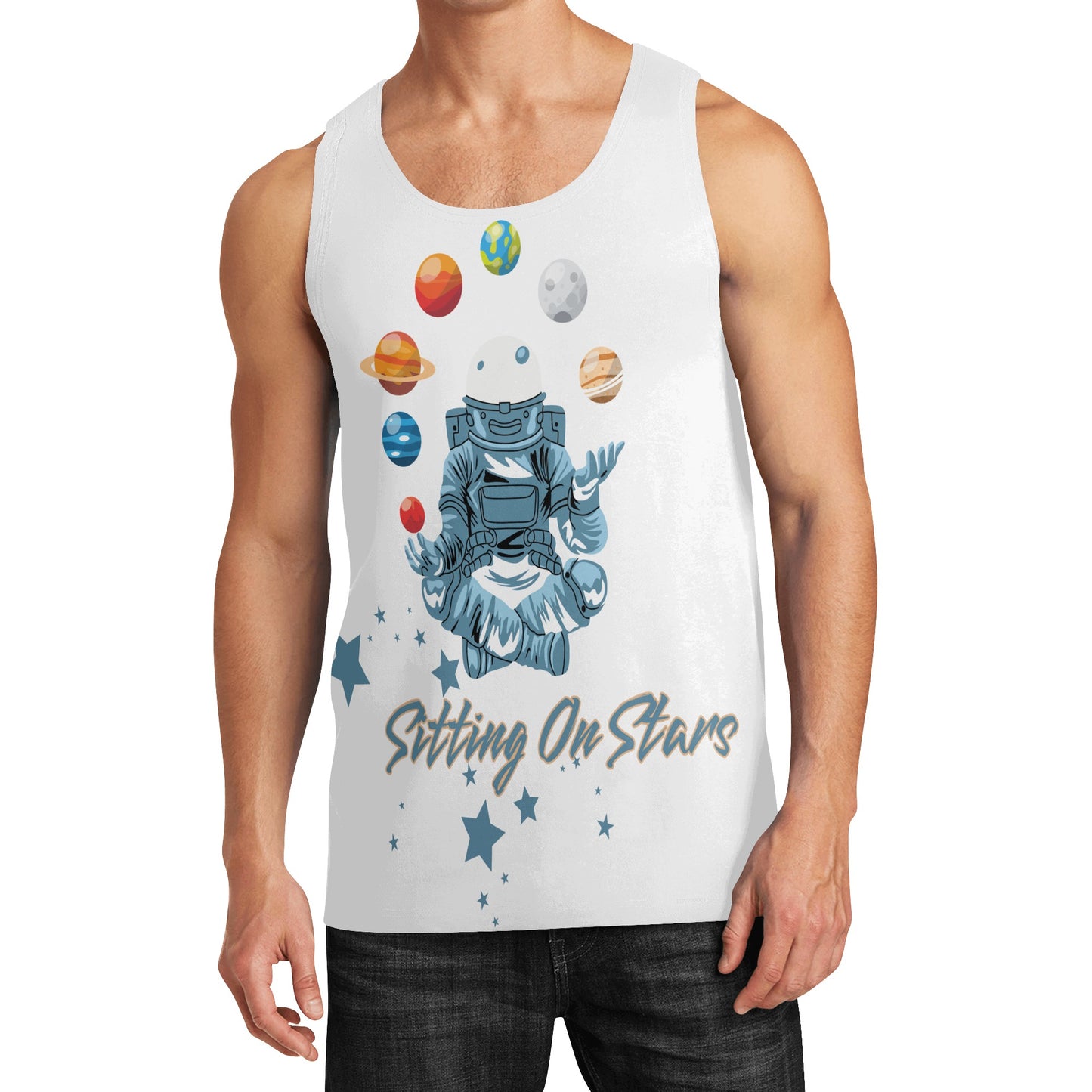 Sitting On Stars Meditation Mens Vest Shirt