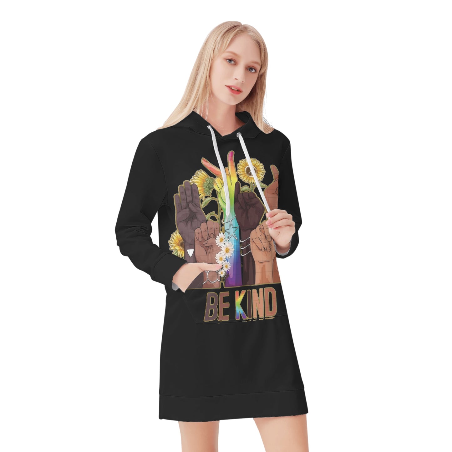 Be Kind (Pride Edition) Womens Black Hoodie Dress