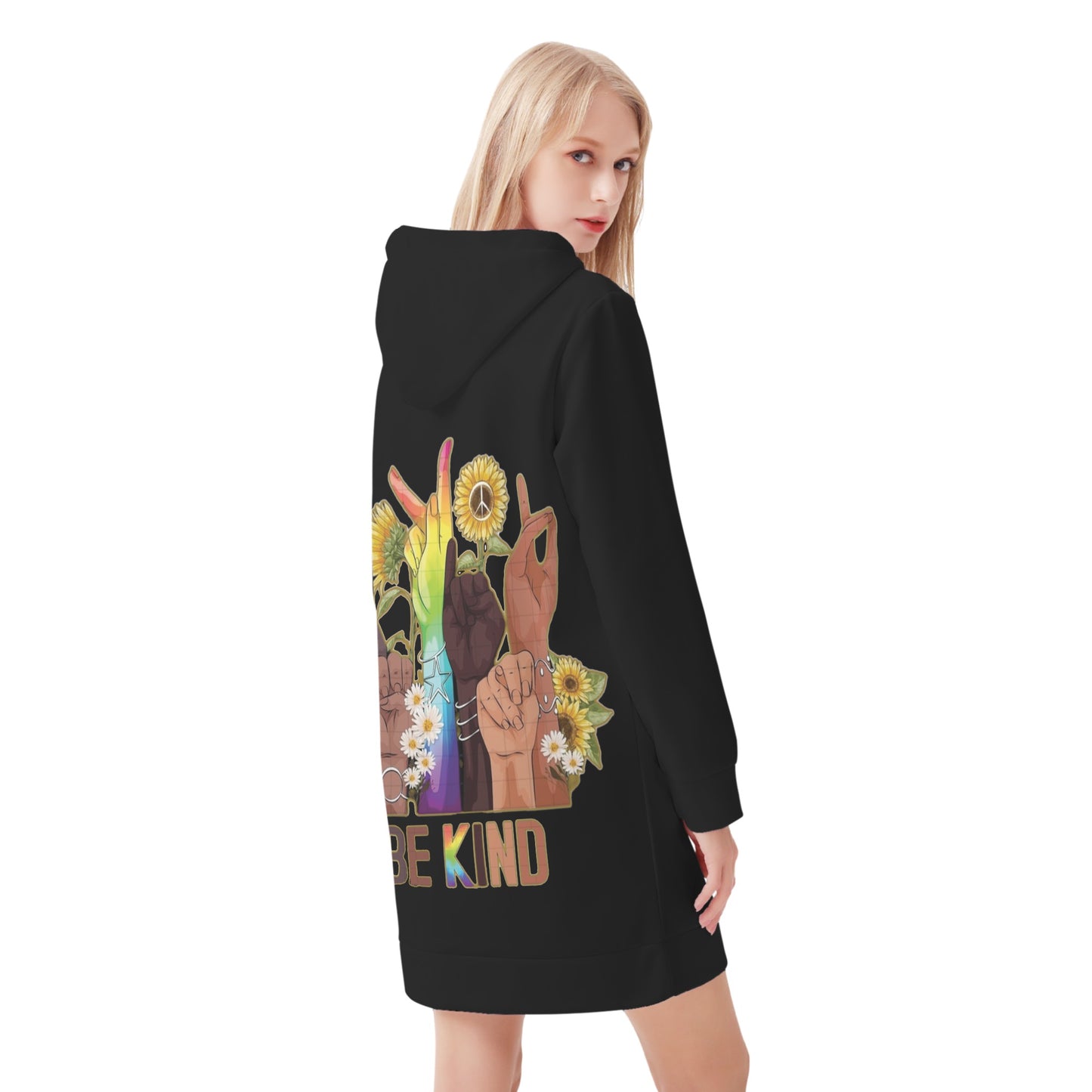 Be Kind (Pride Edition) Womens Black Hoodie Dress