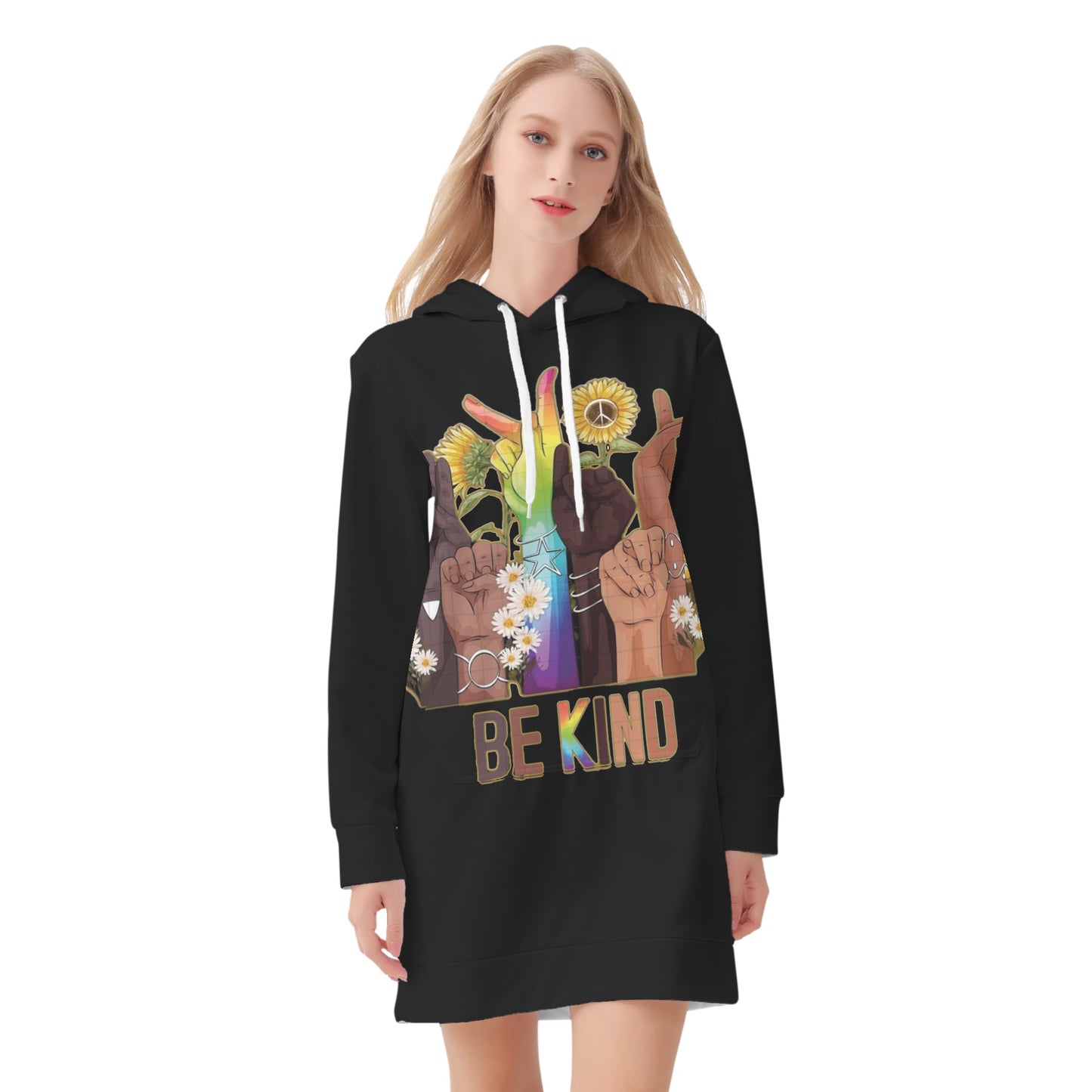 Be Kind (Pride Edition) Womens Black Hoodie Dress