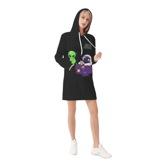 Space Aliens Womens Black Hoodie Dress