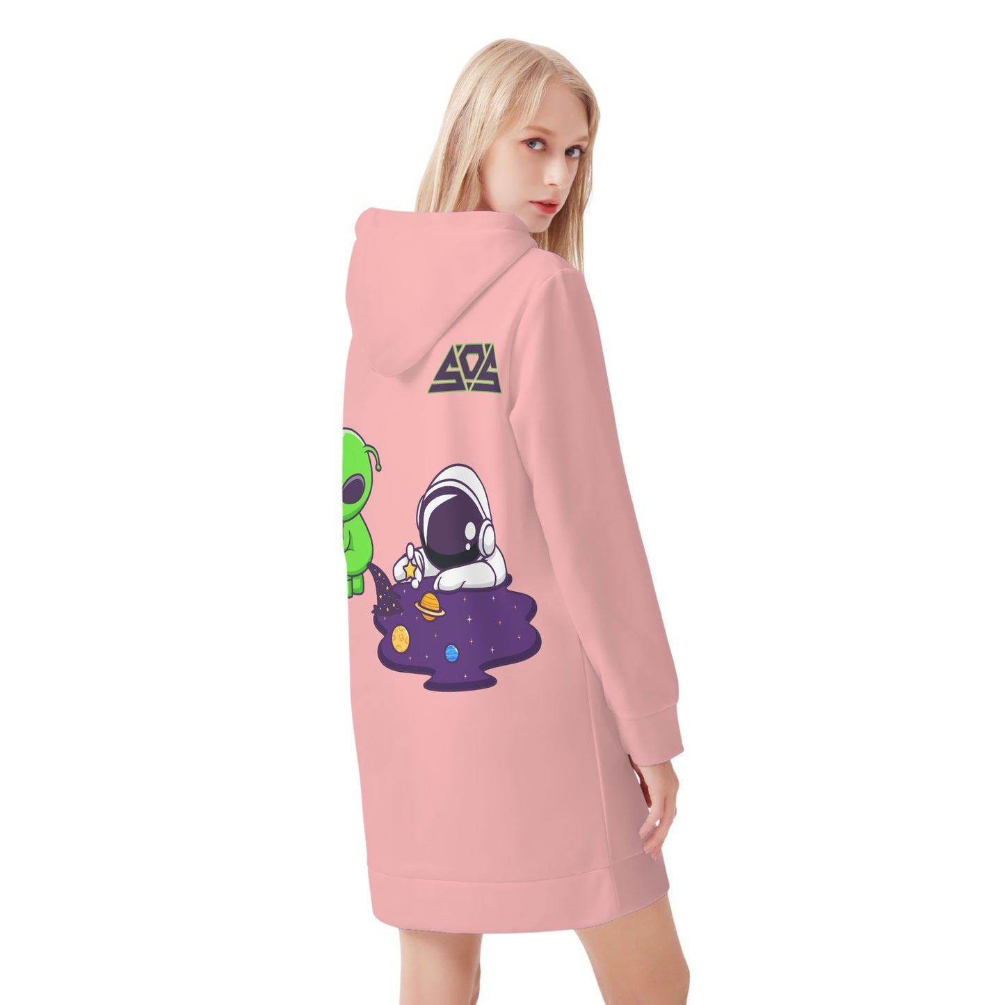 Space Aliens Womens Gold Hoodie Dress