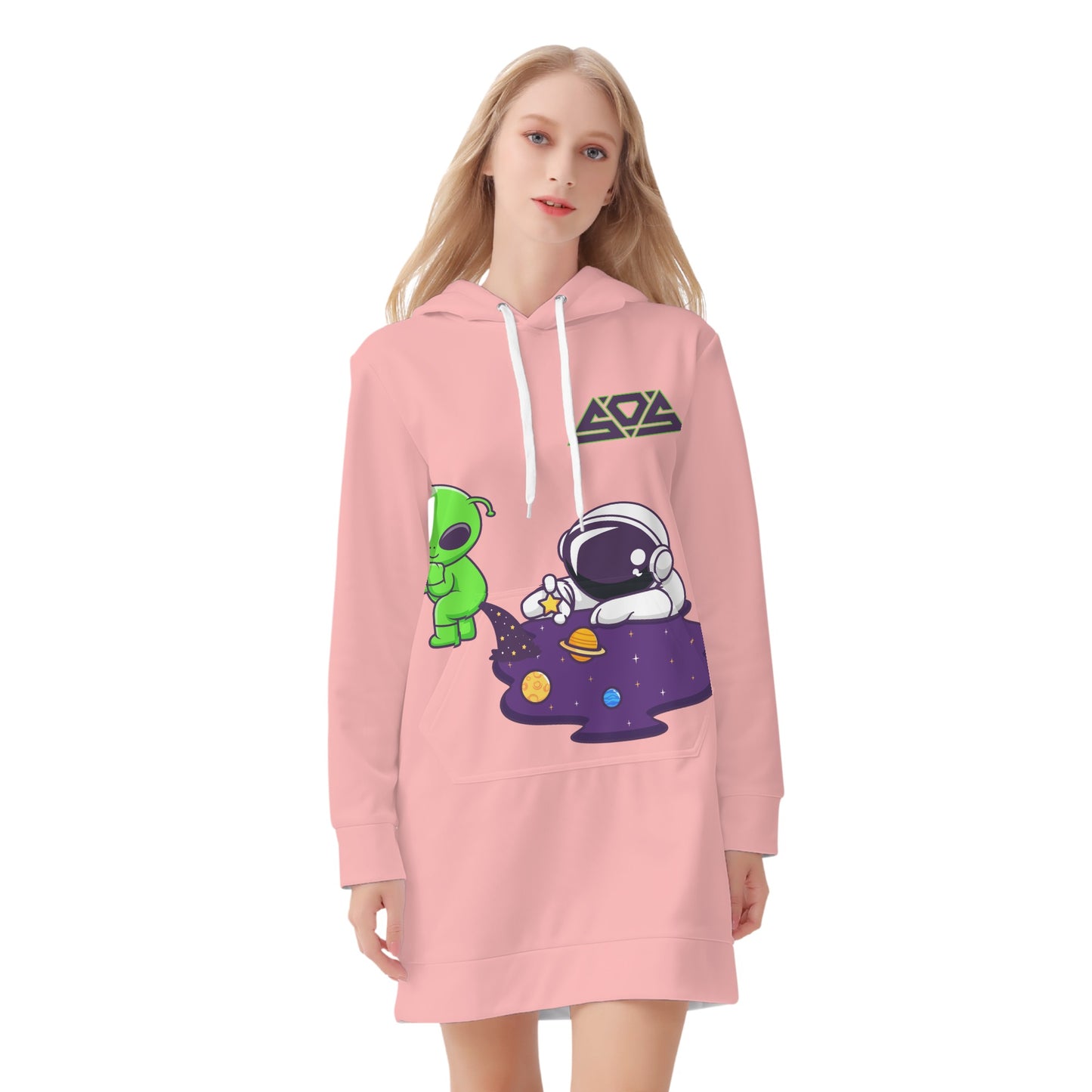 Space Aliens Womens Gold Hoodie Dress