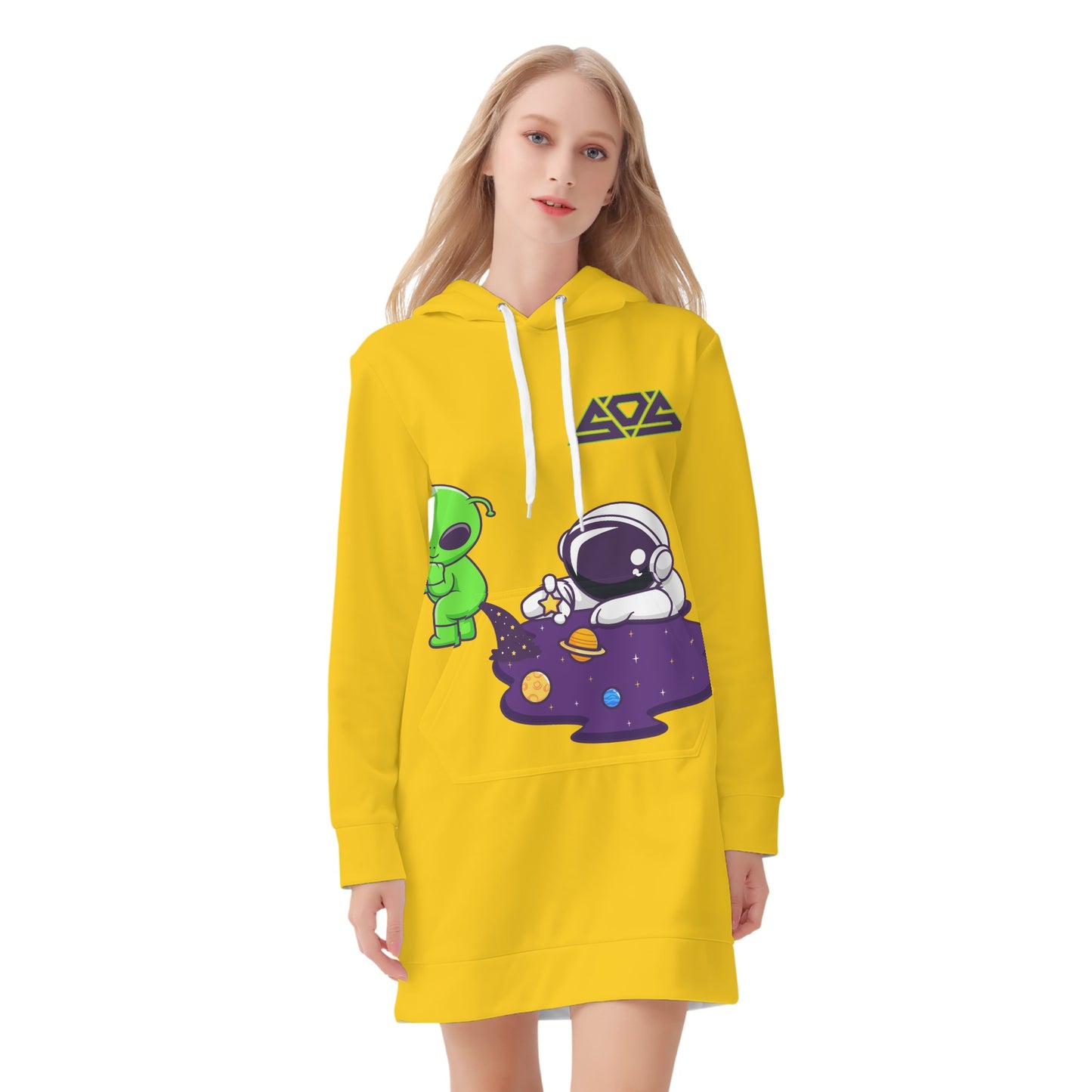 Space Aliens Womens Gold Hoodie Dress