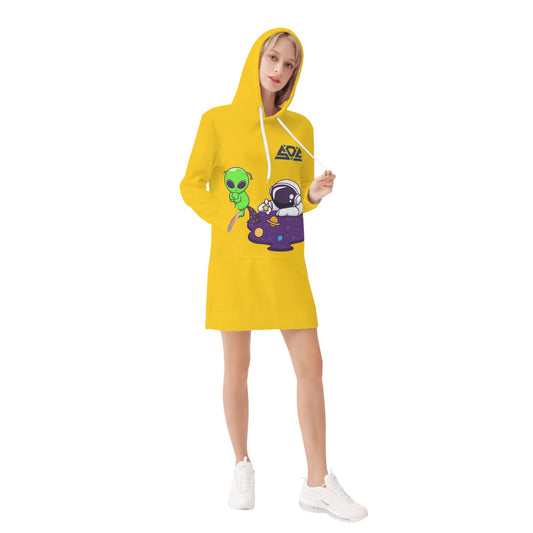 Space Aliens Womens Gold Hoodie Dress