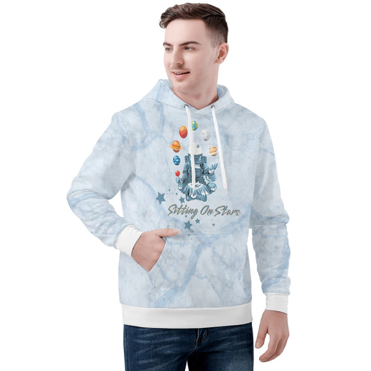 Sitting On Stars Blue Chill Mens Hoodie