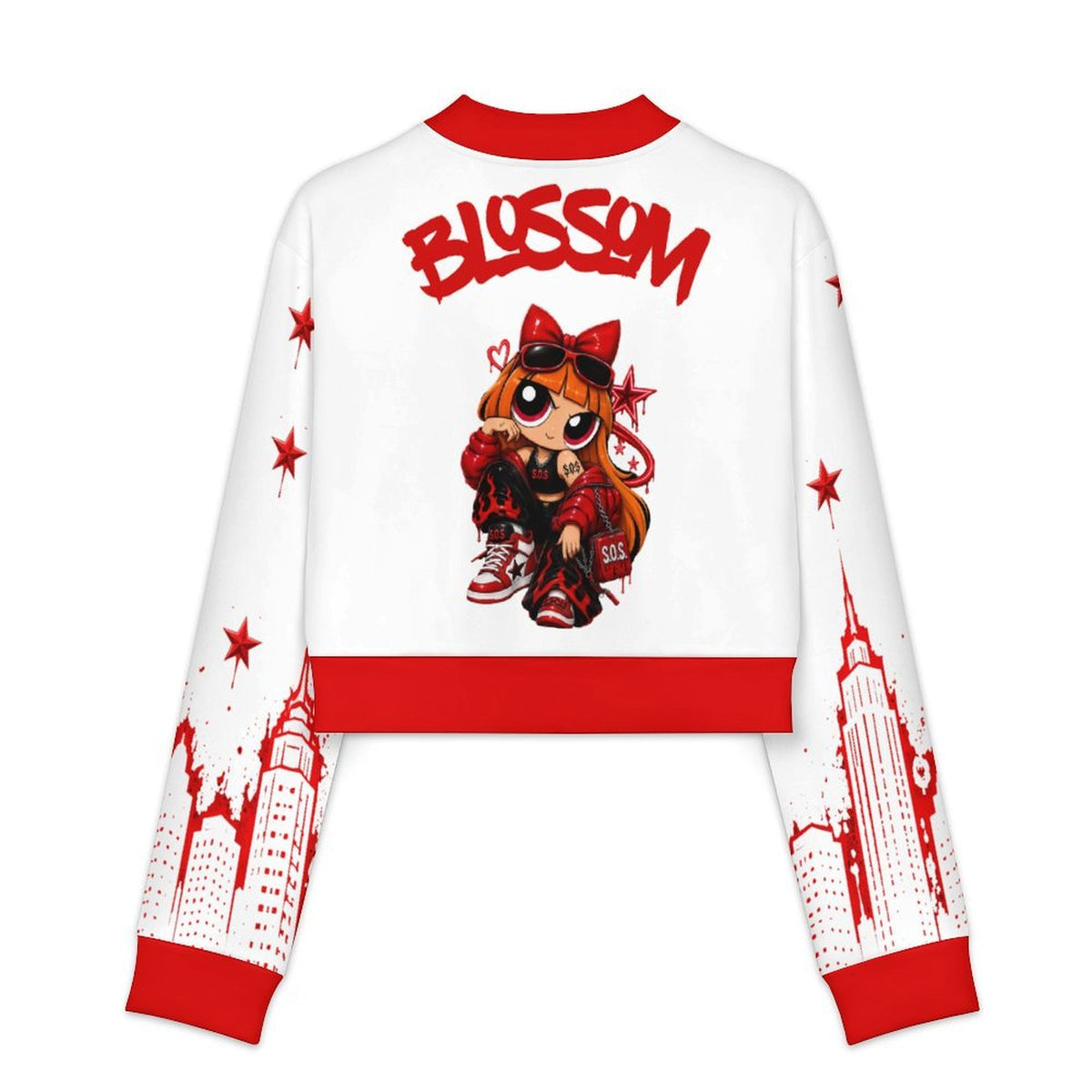 S.O.S: Power Puff Gang Women's Cropped Open Front Jacket