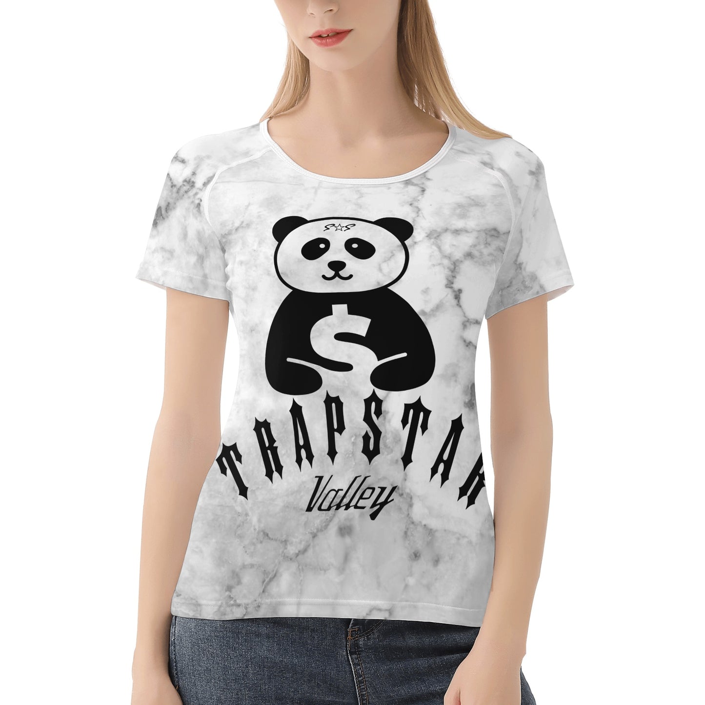 Trap Star Valley Panda 1.0 White/ Smoke Grey Womens T shirt