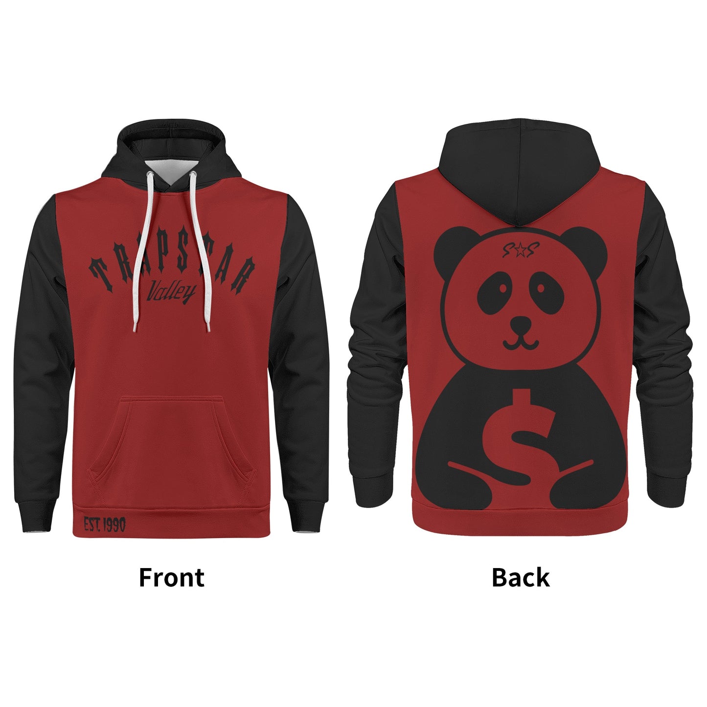 Trap Star Valley Panda 1.0 Dark Maroon Mens Hoodie