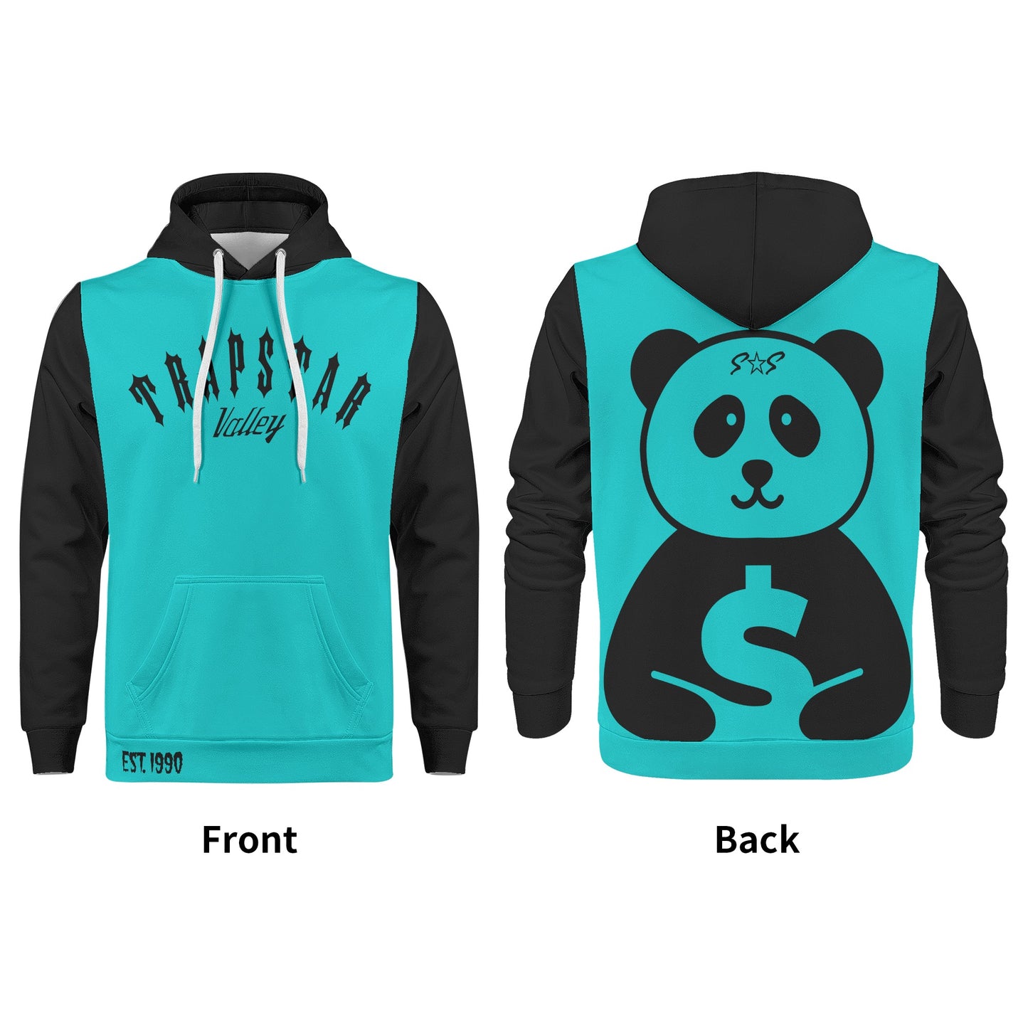 Trap Star Valley Panda Turquoise/Blk Mens Hoodie